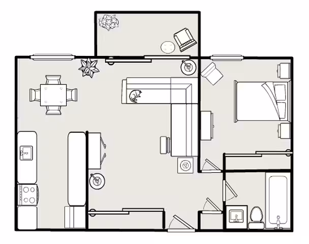 Penthouse 1 Bedroom floor plan